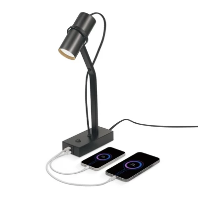 16" MRDK By Globe Series.01 Desk Lamp With Combined USB Port And USB-C Port Matte Black Shade (Includes LED Light Bulb) - Globe Electric 3 16" MRDK By Globe Series.01 Desk Lamp With Combined USB Port And USB-C Port Matte Black Shade (Includes LED Light Bulb) - Globe Electric - Image 3