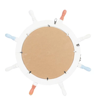 Wood Sail Boat Ship Wheel Wall Mirror With Netting Accent White - Olivia & May 20 Wood Sail Boat Ship Wheel Wall Mirror With Netting Accent White - Olivia & May - Image 20
