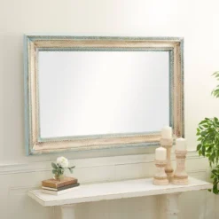 Wood Floral Carved Wall Mirror White - Olivia & May
