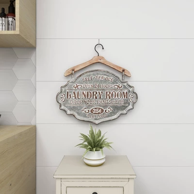 Metal Sign Laundry Room Wall Decor Gray - Olivia & May 12 Metal Sign Laundry Room Wall Decor Gray - Olivia & May - Image 12