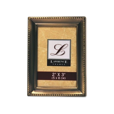 Lawrence Frames Antique Gold Brass 2x3 Picture Frame - Beaded Edge Design 11423 1 Lawrence Frames Antique Gold Brass 2x3 Picture Frame - Beaded Edge Design 11423