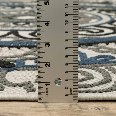 Trinity Bohemian Medallion Patio Area Rug Beige/Blue - Captiv8e Designs 10 Trinity Bohemian Medallion Patio Area Rug Beige/Blue - Captiv8e Designs - Image 10