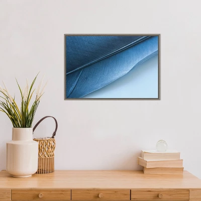 23" X 16" Feather I By Jennifer Beavers Framed Canvas Wall Art Blue - Amanti Art 4 23" X 16" Feather I By Jennifer Beavers Framed Canvas Wall Art Blue - Amanti Art - Image 4