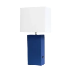 21" Lexington Leather Base Modern Home Decor Bedside Table Lamp With USB Charging Port And Fabric Shade - Lalia Home 31 21" Lexington Leather Base Modern Home Decor Bedside Table Lamp With USB Charging Port And Fabric Shade - Lalia Home -Home Decor Shop GUEST 0545499c 5e07 4c6d b25b 8dcec581e592