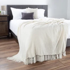 Hastings Home Oversized Chenille Throw Blanket - 70" X 60", Ivory -Home Decor Shop GUEST 07188b7a a395 4805 8501 640793c88889