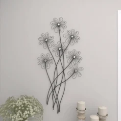 Metal Floral 3D Wire Wall Decor With Crystal Embellishments Black - Olivia & May -Home Decor Shop GUEST 07bba77c 9482 4da1 a7bd e4802f7c0a48