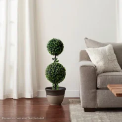 Nature Spring Home Decor Double Ball Artificial Podocarpus Topiary In Sturdy Pot - 36-in -Home Decor Shop GUEST 07dd5c6b 9352 4840 9930 064d0dc30076