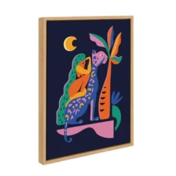 18" X 24" Sylvie Girl On Cheetah Framed Canvas Wall Art By Rachel Lee Natural - Kate And Laurel