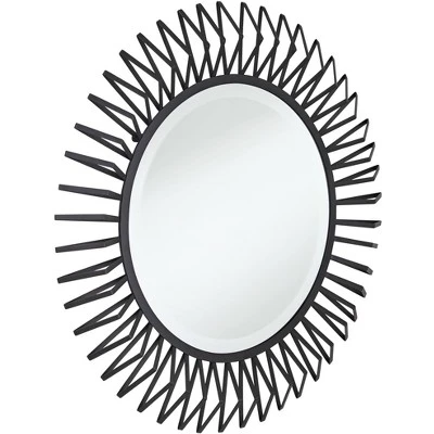 Uttermost Rays Matte Black 32 1/4" Round Sunburst Wall Mirror 4 Uttermost Rays Matte Black 32 1/4" Round Sunburst Wall Mirror - Image 4