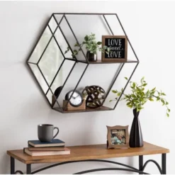 26" X 7" X 23" Lintz Hexagon Shelves With Mirror - Kate & Laurel All Things Decor 8 26" X 7" X 23" Lintz Hexagon Shelves With Mirror - Kate & Laurel All Things Decor -Home Decor Shop GUEST 08b85afa d4dc 4571 810e b4ca0f9c4d56