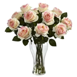 Nearly Natural 18-in Blooming Roses With Vase -Home Decor Shop GUEST 08d6cff4 9f1e 4e0f 8b35 42fb9a33f0f9