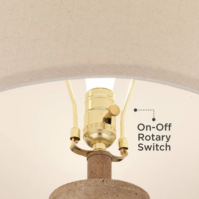 Regency Hill Rustic Farmhouse Table Lamps 25 1/2" High Set Of 2 Beige Oatmeal Fabric Drum Shades For Living Room Bedroom House 4 Regency Hill Rustic Farmhouse Table Lamps 25 1/2" High Set Of 2 Beige Oatmeal Fabric Drum Shades For Living Room Bedroom House - Image 4