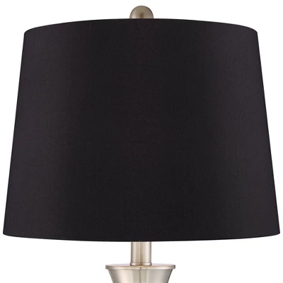 360 Lighting Simon Modern Table Lamps 25 1/2" High Set Of 2 Brushed Nickel With USB Charging Port Black Faux Silk Drum Shade For Bedroom Office Desk 1 360 Lighting Simon Modern Table Lamps 25 1/2" High Set Of 2 Brushed Nickel With USB Charging Port Black Faux Silk Drum Shade For Bedroom Office Desk