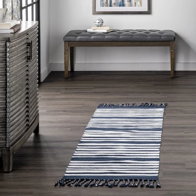NuLOOM Rowen Striped Cotton Tassel Area Rug 1 NuLOOM Rowen Striped Cotton Tassel Area Rug