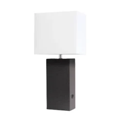 21" Lexington Leather Base Modern Home Decor Bedside Table Lamp With USB Charging Port And Fabric Shade - Lalia Home 35 21" Lexington Leather Base Modern Home Decor Bedside Table Lamp With USB Charging Port And Fabric Shade - Lalia Home -Home Decor Shop GUEST 0be55981 3774 4e66 b7c4 2c48f89e3ce1