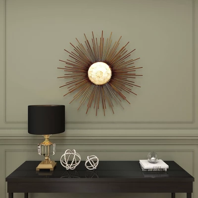 Metal Sunburst Wall Decor With Capiz Accent Gold - Olivia & May 7 Metal Sunburst Wall Decor With Capiz Accent Gold - Olivia & May - Image 7