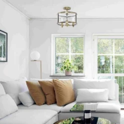 3-Light 13" Industrial Farmhouse Glass/Metallic Accented Semi-flushmount Ceiling Light - Lalia Home -Home Decor Shop GUEST 0c36c6a4 fa9a 462a a80b ba879ed8395b