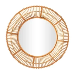 Rattan Handmade Weaved Frame Wall Mirror Brown - Olivia & May