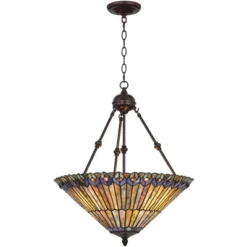 Robert Louis Tiffany Bronze Pendant Chandelier 20" Wide Rustic Peacock Stained Art Glass 3-Light Fixture For Dining Room House Kitchen Island Entryway 14 Robert Louis Tiffany Bronze Pendant Chandelier 20" Wide Rustic Peacock Stained Art Glass 3-Light Fixture For Dining Room House Kitchen Island Entryway -Home Decor Shop GUEST 0c945214 e9f8 479d bee3 af485507f505