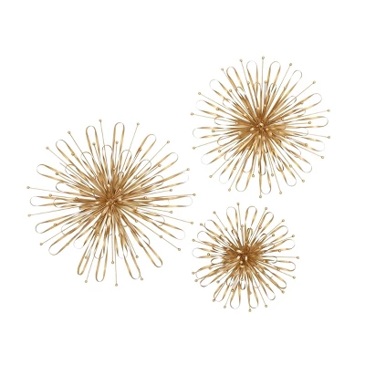 Set Of 3 Metal Starburst Wall Decors With Orb Detailing - Olivia & May 15 Set Of 3 Metal Starburst Wall Decors With Orb Detailing - Olivia & May - Image 15