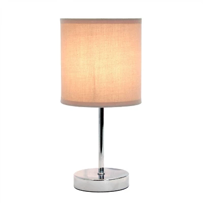 11.81" Traditional Petite Metal Stick Bedside Table Desk Lamp In Chrome With Fabric Shade Gray - Creekwood Home 5 11.81" Traditional Petite Metal Stick Bedside Table Desk Lamp In Chrome With Fabric Shade Gray - Creekwood Home - Image 5