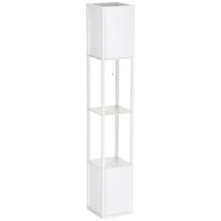 HOMCOM Modern Floor Lamp With Shelves & Dual Ambient Lighting, Tall Standing Lamp For Living Room, Bedroom, Fabric Lampshade, White 7 HOMCOM Modern Floor Lamp With Shelves & Dual Ambient Lighting, Tall Standing Lamp For Living Room, Bedroom, Fabric Lampshade, White -Home Decor Shop GUEST 0d802238 9b96 497e b701 e339a15525fd