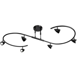 Pro Track Salazar S-Wave 6-Head LED Ceiling Track Light Fixture Kit Spot Light GU10 Adjustable Black Metal Modern Kitchen Bathroom Dining 54" Wide -Home Decor Shop GUEST 0e0532c0 2325 45d3 b39e c1d70c7d9e20