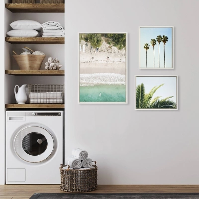 (Set Of 3) 33" X 23" Sylvie Four Palm Trees Tropical Beach Tropical Palm Framed Canvas Set - Kate & Laurel All Things Decor 4 (Set Of 3) 33" X 23" Sylvie Four Palm Trees Tropical Beach Tropical Palm Framed Canvas Set - Kate & Laurel All Things Decor - Image 4