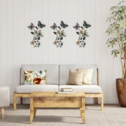 Hastings Home Garden Butterfly Metal Wall Art Decorative 3D Flowers For Modern Farmhouse - Hand-Painted Distressed Finish -Home Decor Shop GUEST 0f9e312c 80e8 4a04 a924 28f100035bd8