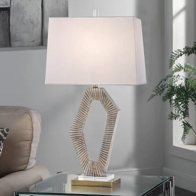 Indra Linear Cavern Design Table Lamp Cream - StyleCraft 2 Indra Linear Cavern Design Table Lamp Cream - StyleCraft - Image 2