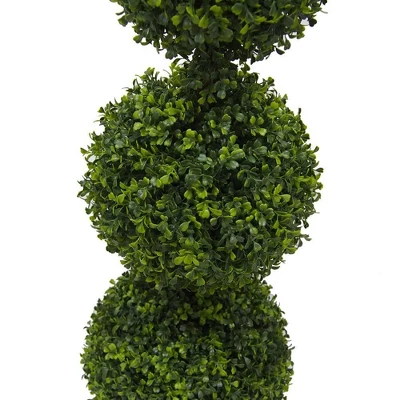 Artificial Boxwood Triple Ball With Pot (UV) (4') - Vickerman 4 Artificial Boxwood Triple Ball With Pot (UV) (4') - Vickerman - Image 4