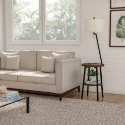 Hastings Home Floor Lamp With Table, Shelves, USB Charging Port And Drum Shade -Home Decor Shop GUEST 11ba6913 4a51 4e35 b6a7 8e88c6d31f05