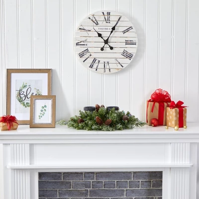 Nearly Natural 24-in Flocked Artificial Christmas Double Candelabrum With 35 Multicolored Lights And Pine Cones 4 Nearly Natural 24-in Flocked Artificial Christmas Double Candelabrum With 35 Multicolored Lights And Pine Cones - Image 4