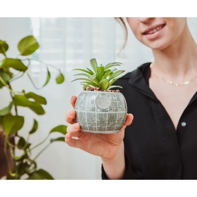 Silver Buffalo Star Wars Death Star 3-Inch Ceramic Mini Planter With Artificial Succulent 3 Silver Buffalo Star Wars Death Star 3-Inch Ceramic Mini Planter With Artificial Succulent - Image 3