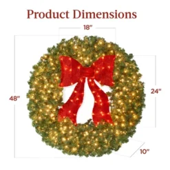 Best Choice Products 48in Artificial Pre-Lit Fir Christmas Wreath Decor W/ Red Bow, 250 LED Lights, 714 Tips, Plug-In -Home Decor Shop GUEST 145f3a83 e7c9 45bf 8270 9a1d507bc7ba