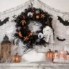 Northlight Orange Ornaments And Ghost Halloween Pine Wreath, 24-Inch, Unlit