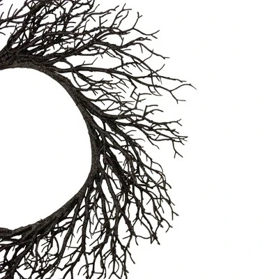 Northlight Black Twig Artificial Halloween Wreath, 24-Inch, Unlit 2 Northlight Black Twig Artificial Halloween Wreath, 24-Inch, Unlit - Image 2