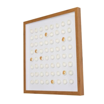 20" X 20" Paper Mache Geometric Handmade 3D Molded Art Shadow Box With Gold Accent And Wooden Frame White - The Novogratz 3 20" X 20" Paper Mache Geometric Handmade 3D Molded Art Shadow Box With Gold Accent And Wooden Frame White - The Novogratz - Image 3