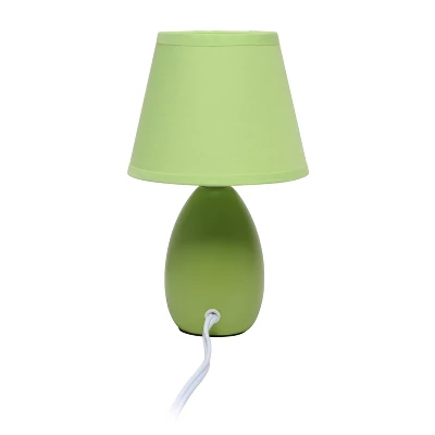 9.45" Petite Ceramic Oblong Bedside Table Desk Lamp With Matching Tapered Drum Shade Green - Creekwood Home 1 9.45" Petite Ceramic Oblong Bedside Table Desk Lamp With Matching Tapered Drum Shade Green - Creekwood Home
