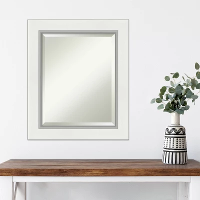 22" X 26" Eva White Framed Wall Mirror Silver - Amanti Art 5 22" X 26" Eva White Framed Wall Mirror Silver - Amanti Art - Image 5