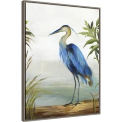 22" X 30" Blue Heron By Aimee Wilson Framed Canvas Wall Art Gray Wash - Amanti Art