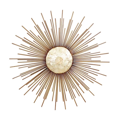 Metal Sunburst Wall Decor With Capiz Accent Gold - Olivia & May 11 Metal Sunburst Wall Decor With Capiz Accent Gold - Olivia & May - Image 11