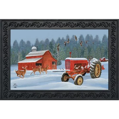 Winter On The Farm Doormat Tractor Barn Indoor / Outdoor 30" X 18" Briarwood Lane 1 Winter On The Farm Doormat Tractor Barn Indoor / Outdoor 30" X 18" Briarwood Lane