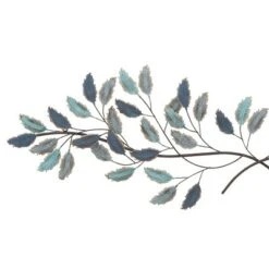15" X 52" Metal Leaf Wall Decor With Gold Accent Blue - Olivia & May -Home Decor Shop GUEST 1d0b6536 bfa4 40d5 b064 1c2519470ae5