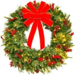 Best Choice Products Pre-Lit Battery Powered Christmas Wreath Decoration W/ PVC Tips, Ribbons 14 Best Choice Products Pre-Lit Battery Powered Christmas Wreath Decoration W/ PVC Tips, Ribbons -Home Decor Shop GUEST 1d7e26c5 a3fb 4d1b b025 be1459d669df