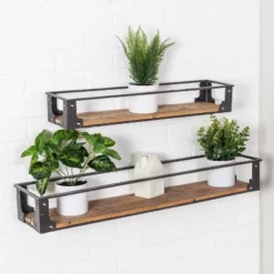 Honey-Can-Do Metal And Wood Wall Shelves -Home Decor Shop GUEST 1e241c14 3d12 4c32 8bfa ada01825ac1e