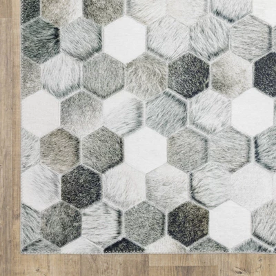 Marcel Geometric Block Animal Print Area Rug White/Gray - Captiv8e Designs 7 Marcel Geometric Block Animal Print Area Rug White/Gray - Captiv8e Designs - Image 7