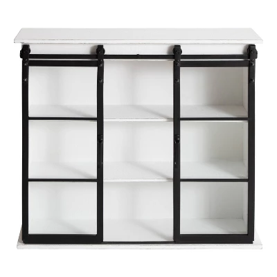 30" X 28" Barnhardt Decorative Wooden Wall Cabinet With 2 Sliding Glass Doors White - Kate & Laurel All Things Decor 3 30" X 28" Barnhardt Decorative Wooden Wall Cabinet With 2 Sliding Glass Doors White - Kate & Laurel All Things Decor - Image 3