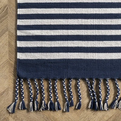 NuLOOM Rowen Striped Cotton Tassel Area Rug 4 NuLOOM Rowen Striped Cotton Tassel Area Rug - Image 4