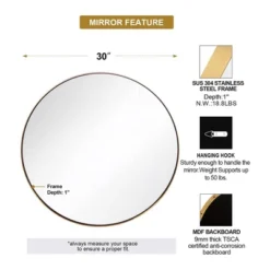 ANDY STAR 30 X 30 Inch Round Shaped Circle Mirror With 2 Millimeter Stainless Steel Metal Frame For Bathroom, Entryway, And Living Room, Gold -Home Decor Shop GUEST 214469fc 8dd1 4f6e 9c20 fe05d3660cdc